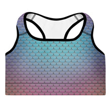 Load image into Gallery viewer, Blue and Purple Mermaid Life Sports Bra