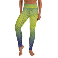 Load image into Gallery viewer, Green, Yellow, and Blue Mermaid Life Leggings