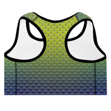 Load image into Gallery viewer, Green, Yellow, and Blue Mermaid Life Sports Bra